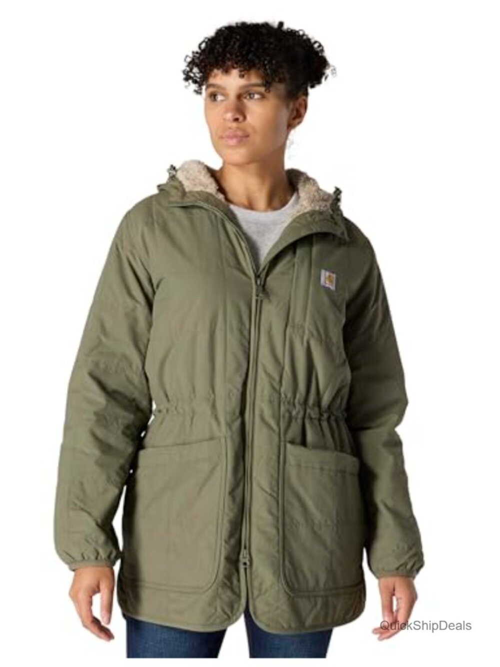 Lightweight Insulated Hooded Rain Coat Loose Fit Water Repellent